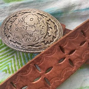 Genuine leather statement belt